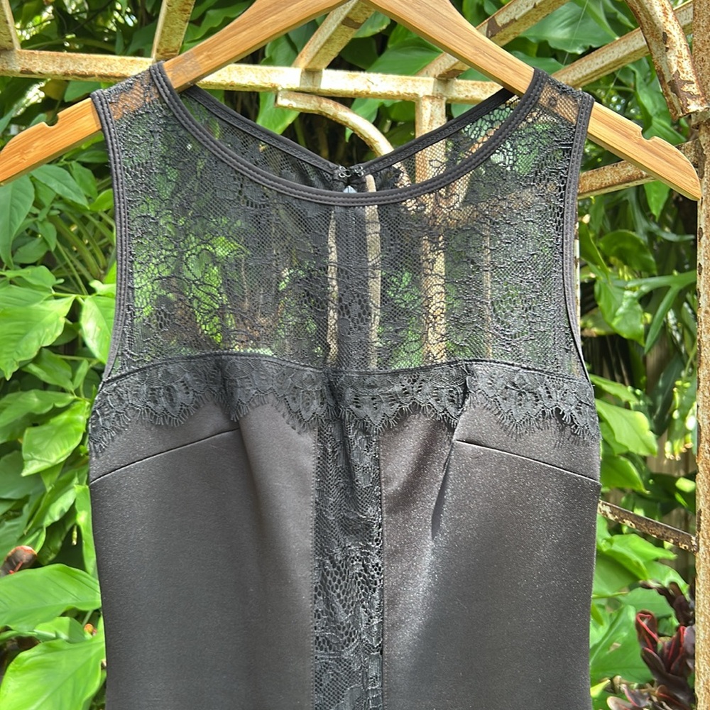 Vintage Jessica McClintock Made in USA Black Lace Panel Formal Sleeveless Dress - Picture 3 of 7